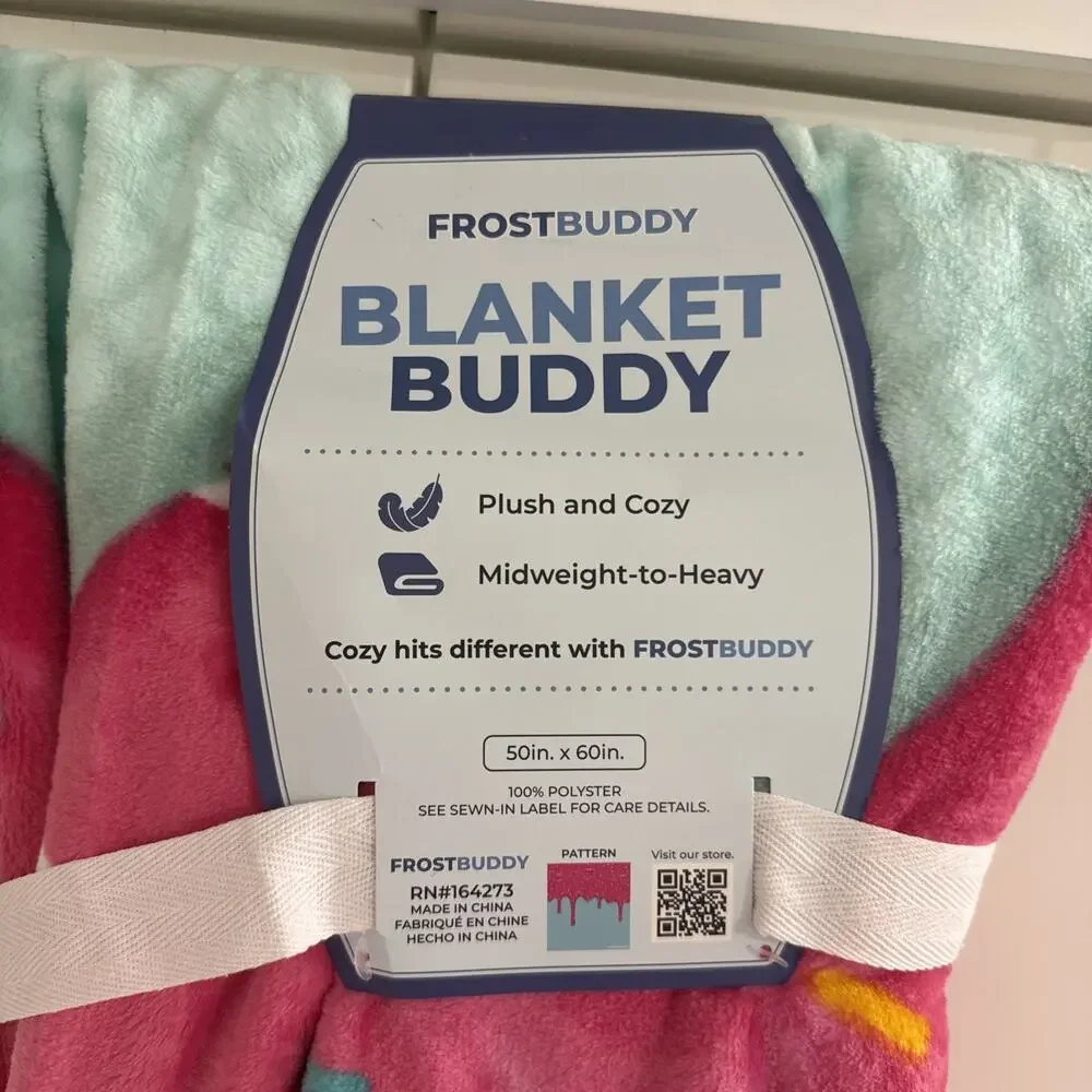 FrostBuddy Blanket Buddy ICE CREAM DRIP Sprinkles 50x60” Kids Pink Aqua Blue NEW
